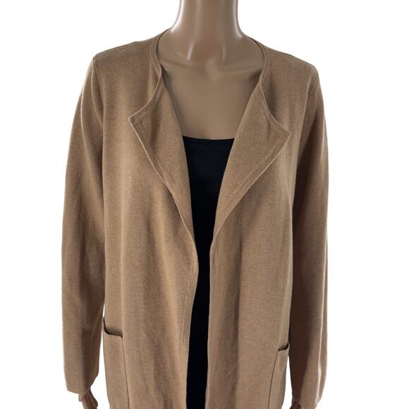 J. Crew Khaki Tan Juliette Collarless Open Front Cardigan Sweater Blazer - Picture 6 of 12